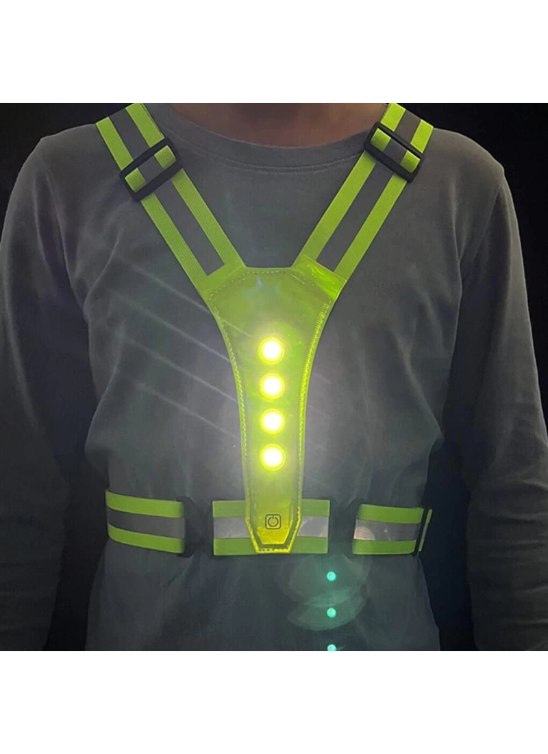 Reflektif Işıklı Yelek Sarı Fosforlu Neon Bisiklet, Motosiklet,Scooter Gece İkaz Uyarı Yeleği