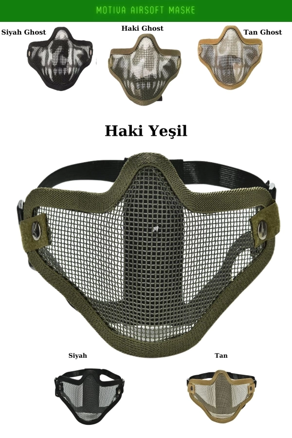 Airsoft Yüz Maskesi Siyah Ghost Koruyucu Pro Çelik Tel Maske