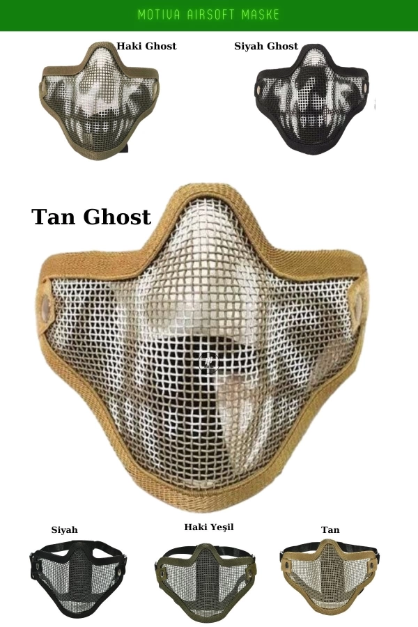 Airsoft Yüz Maskesi Siyah Ghost Koruyucu Pro Çelik Tel Maske