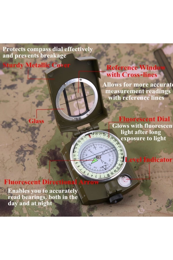 Yürüyüş Hayatta Kalma Pusulası Askeri Sınıf Su Geçirmez İzci Pusulası Çocuklar için Hediye Sırt Çantası Kamp Yürüyüş Harita Navigasyon