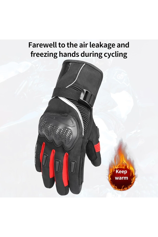 Scoyco MC83 WaterProof Kışlık Motosiklet Eldiveni Silecekli (Kırmızı)