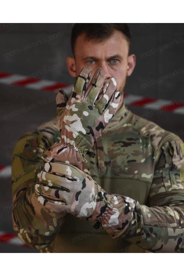 Su Geçirmez Softshell Multicam Motosiklet Taktik Askeri Spor Kışlık Kar Balıkçı Eldiveni