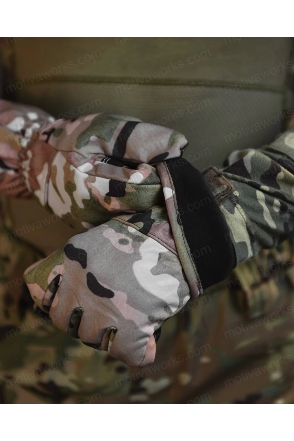 Su Geçirmez Softshell Multicam Motosiklet Taktik Askeri Spor Kışlık Kar Balıkçı Eldiveni