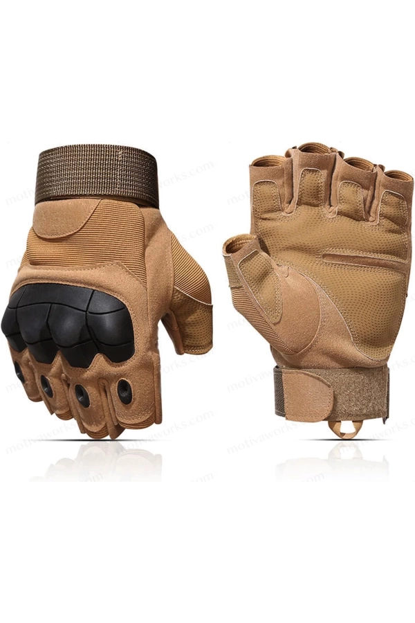 Taktik Combat Desert FlexShield 511 Model Motosiklet Operasyon Outdoor Sport Korumalı Yarım Parmaksız Eldiven