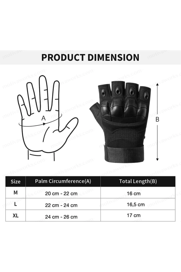 Taktik Combat Siyah FlexShield 511 Model Motosiklet Operasyon Outdoor Sport Korumalı Yarım Parmaksız Eldiven