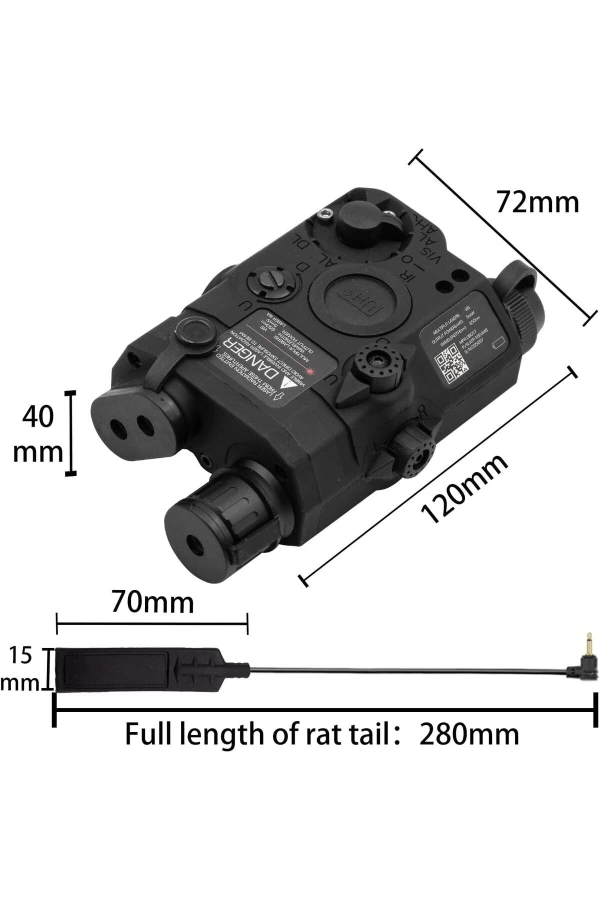 Taktik Peq-15 Pil Kılıfı Kutusu Kırmızı Nişangah Beyaz Led El Feneri Airsoft Paintball