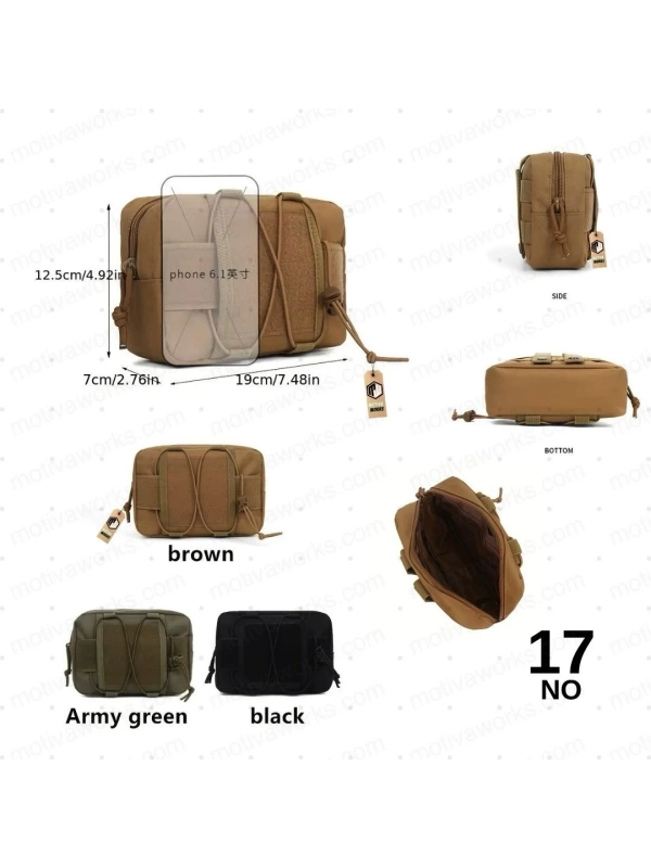 19CM Taktik Outdoor Molle Kemer, Çanta Montajlı Çok Amaçlı Çanta Siyah NO17