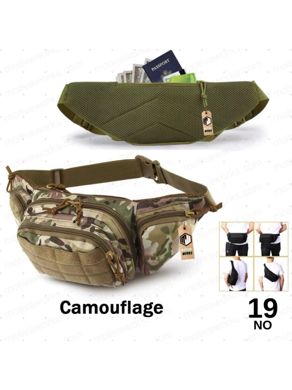 45CM Taktik Outdoor Airsoft Siyah Bel Çantası NO19