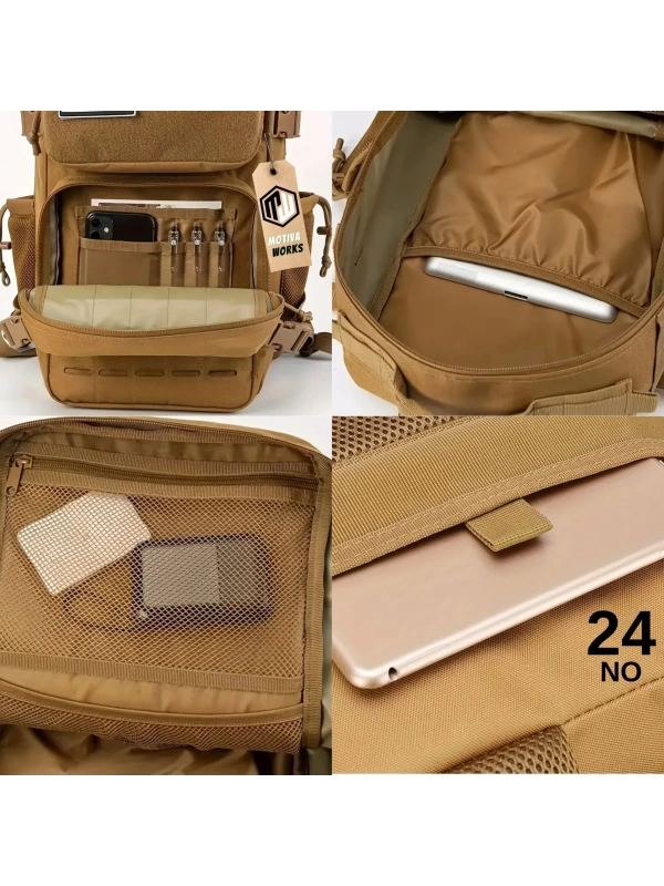 49CM Taktik Desert Tan Çöl Lazer Kesim Outdoor Dağcı Asker Sırt Çantası MW502 NO24