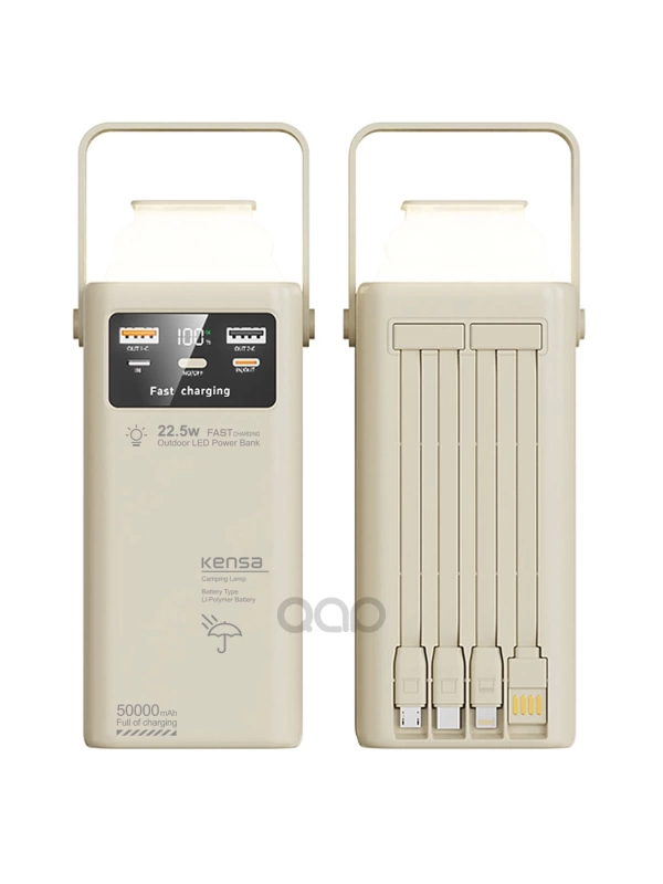 PW113 50000 Mah Pd 22,5w Kendinden Kablolu Hızlı Şarj Power Bank Turbo Hızlı Fener Özellikli Kamp