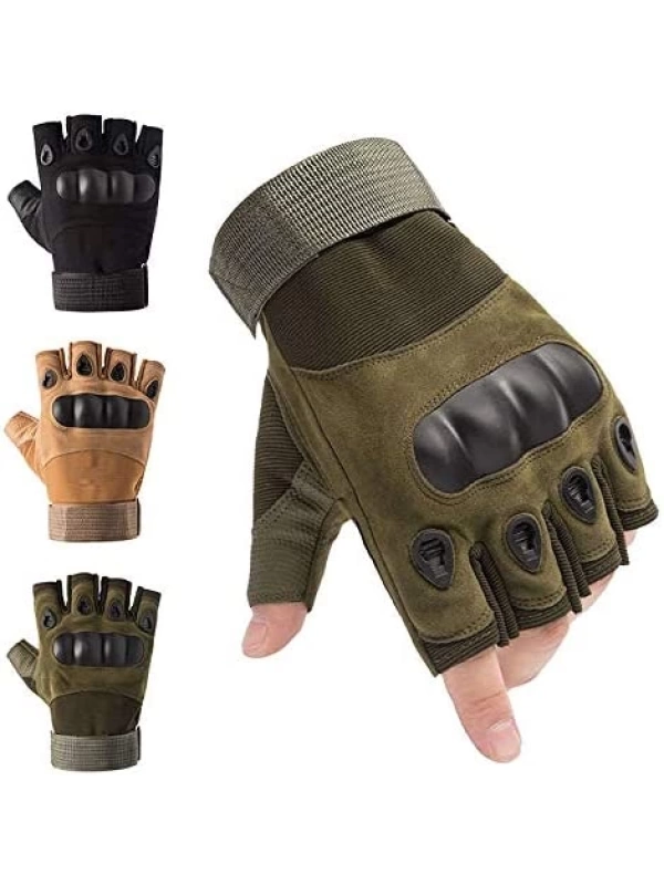 Kısa Taktik Combat Motosiklet Operasyon Outdoor Sport Korumalı Yarım Parmaksız Eldiven
