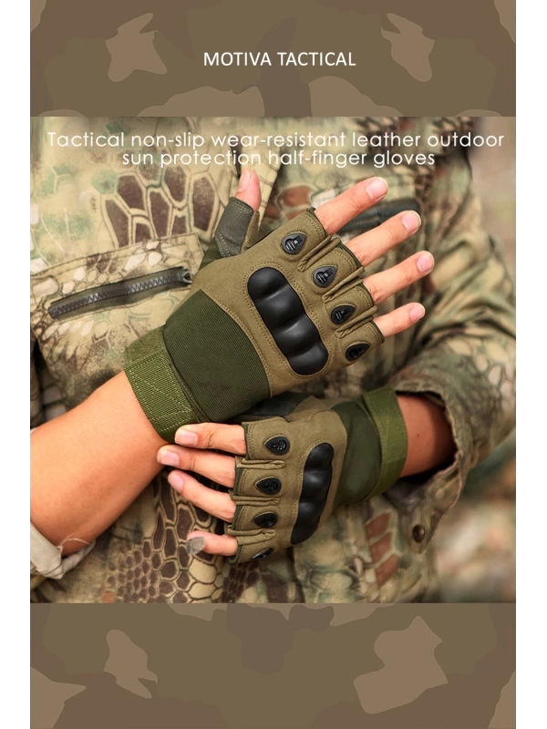 Kısa Taktik Combat Motosiklet Operasyon Outdoor Sport Korumalı Yarım Parmaksız Eldiven