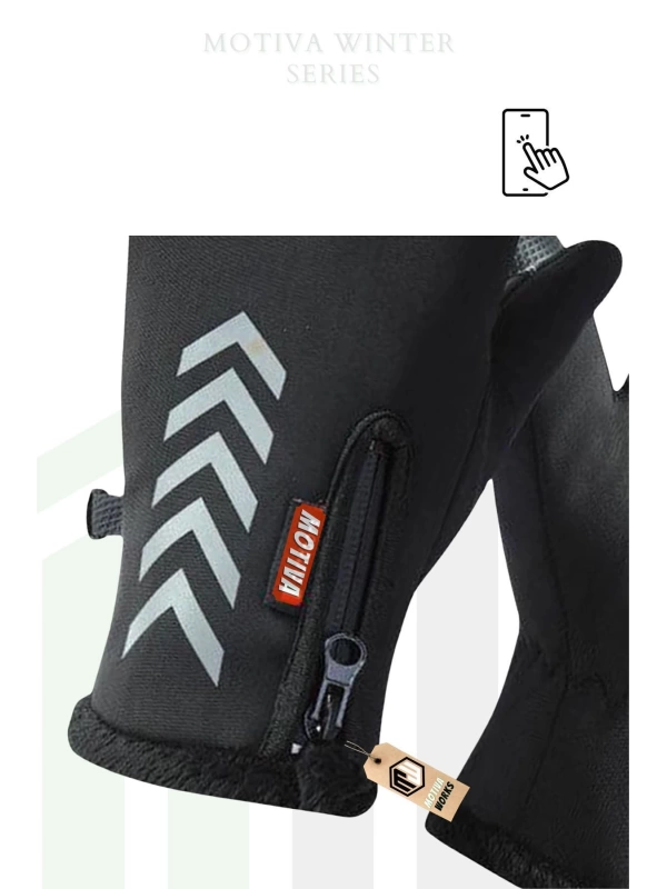 Softshell Unisex Bisiklet, Motosiklet Eldiven Dokunmatik Kışlık Suya Dayanıklı Kaymaz Reflektörlü