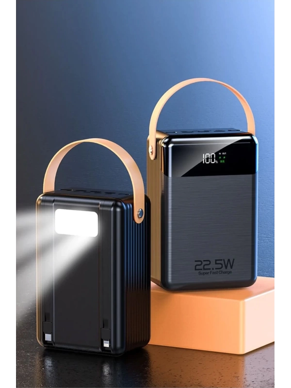 80.000 Mah Powerbank Dijital Göstergeli / 22.5W Hızlı Şarj / Işıklı /Taşınabilir Kamp Şarj Bataryası