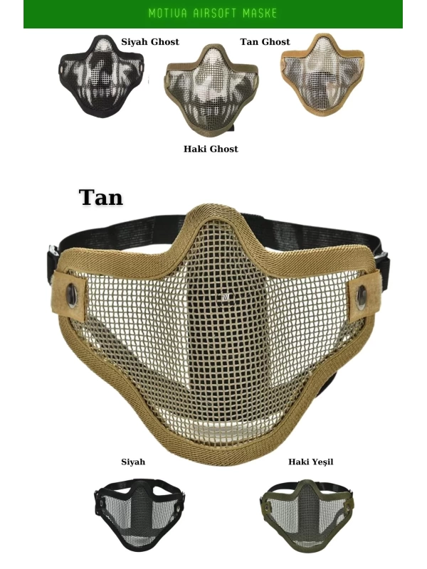 Airsoft Yüz Maskesi Tan Renk Koruyucu Pro Çelik Tel Maske
