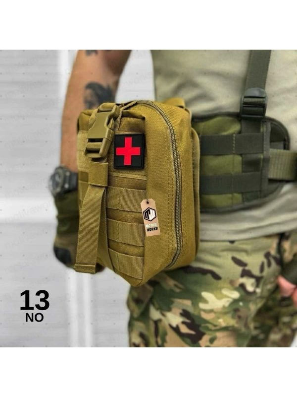 20CM Askeri Taktik Tıbbi Medikal Çanta Çöl Desert Molle İlk Yardım Çantası No13