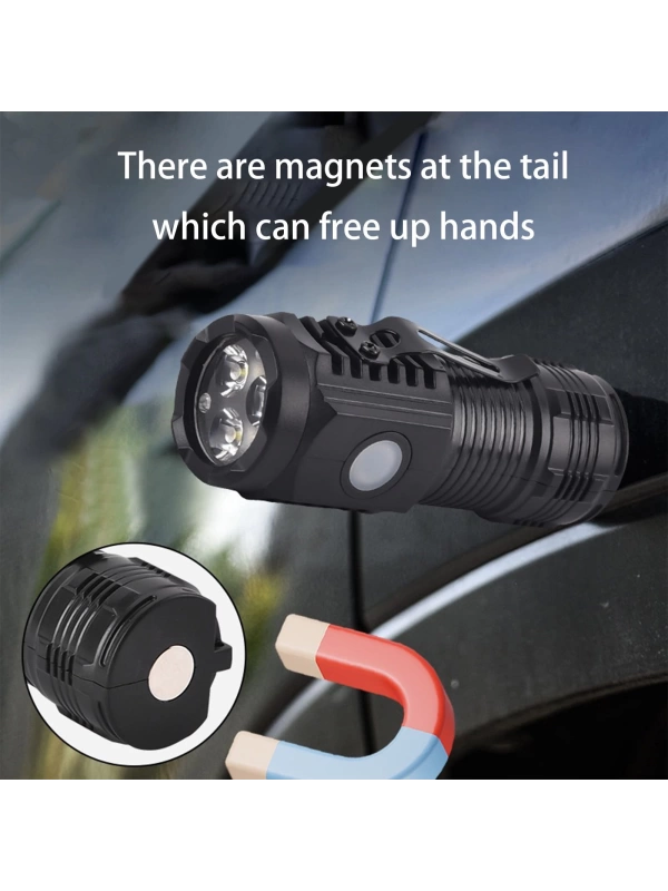 Lighting Clearance New Multifunctional Three-eye Flashlight Strong Light Magnetic Emergency Repair Lights Portable Emergency Lighting Flashlight