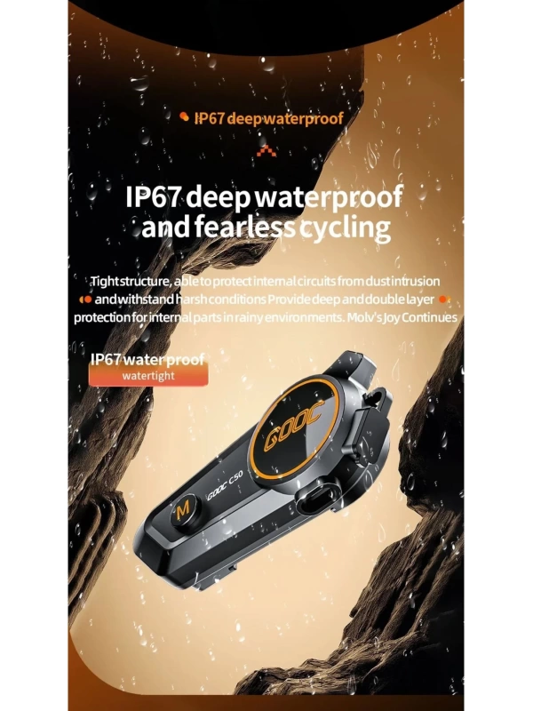 C50 2X Bluetooth 5.3 Kask Interkom Kulaklık 300M Kablosuz Motosiklet Kulaklık IPX7 Su Geçirmez 1100mA