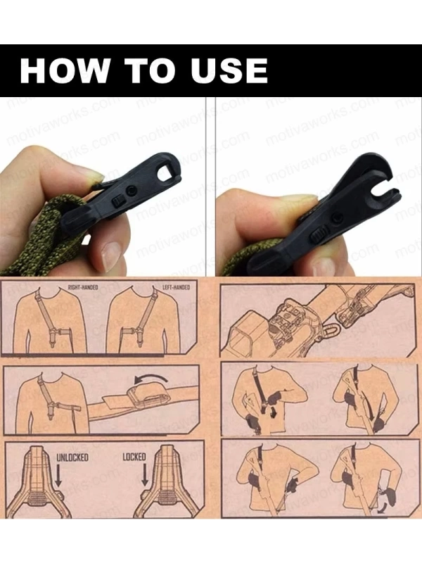 Çift Nokta Haki Yeşil Metal Mandallı Askeri Airsoft Avcılık Tüfek Askı Kayışı