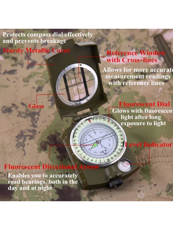 Hiking Survival Compass Military Grade Waterproof Scout Compass Gift for Kids Backpack Camping Hiking Map Navigation