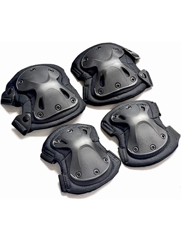 Dizlik Ve Dirseklik Koruma Seti Siyah Airsoft Koruyucu Set