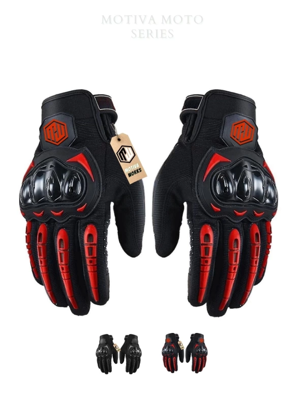 Motiva Works Unisex Kırmızı Motosiklet Eldiveni Dokunmatik M314R