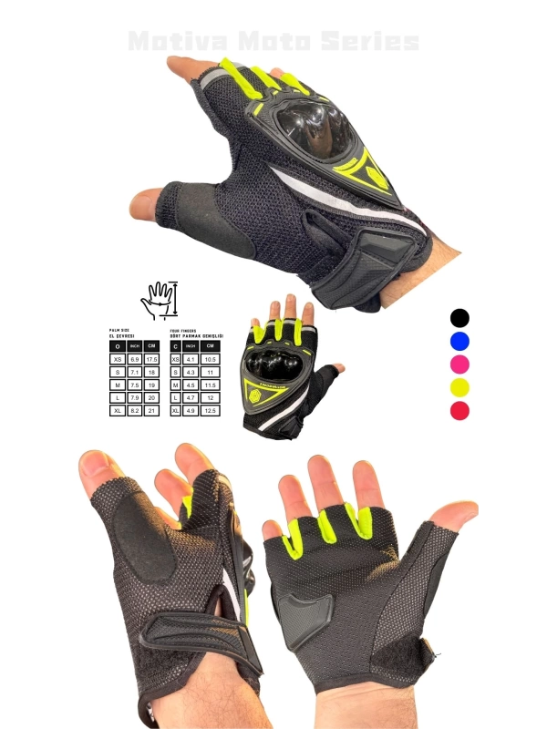Motiva Works Neon Sarı Kısa Yarım Parmak Motosiklet Eldiveni MW120N