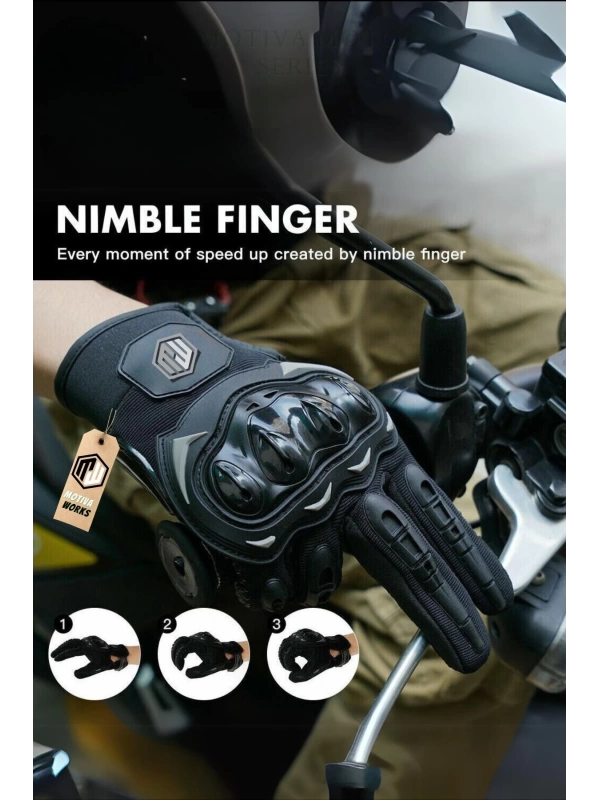 Motiva Works Unisex Kırmızı Motosiklet Eldiveni Dokunmatik M314R