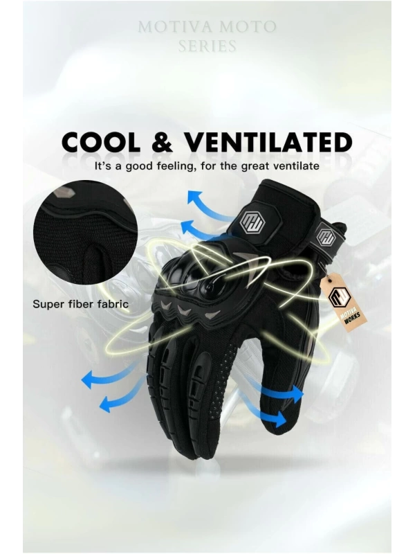 Motiva Works Unisex Kırmızı Motosiklet Eldiveni Dokunmatik M314R