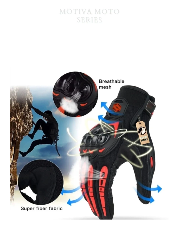 Motiva Works Sword Kırmızı Motosiklet Eldiveni Dokunmatik M313R