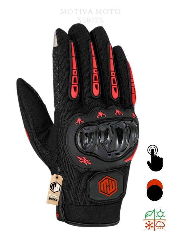 Motiva Works Sword Kırmızı Motosiklet Eldiveni Dokunmatik M313R