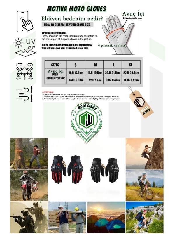 Motiva Works Sword Kırmızı Motosiklet Eldiveni Dokunmatik M313R