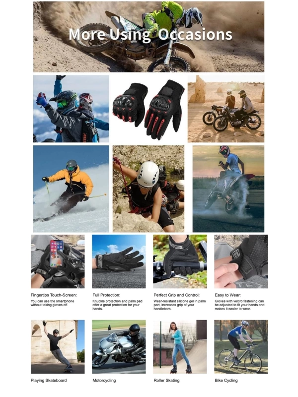 Motiva Works Sword Kırmızı Motosiklet Eldiveni Dokunmatik M313R