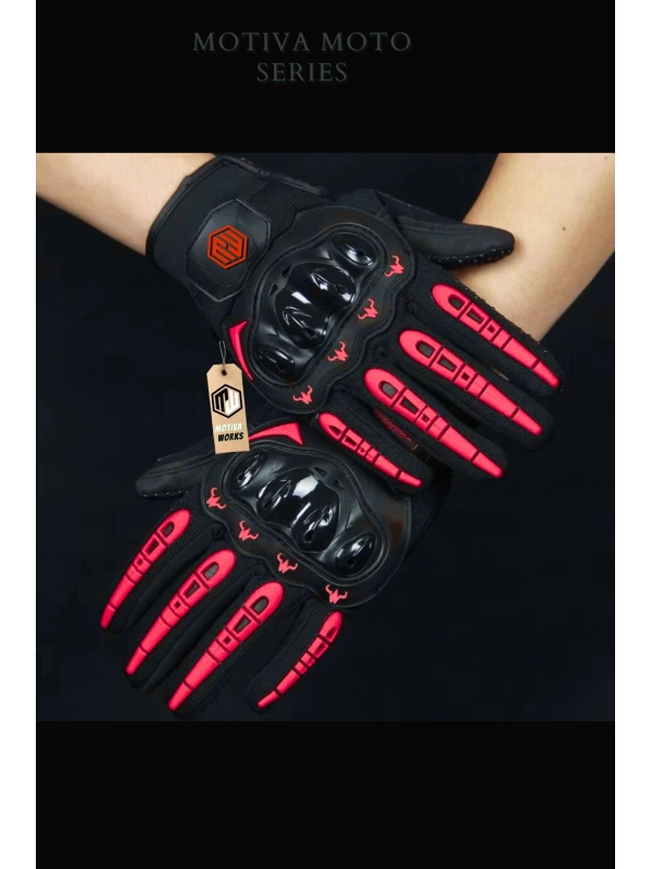 Motiva Works Sword Kırmızı Motosiklet Eldiveni Dokunmatik M313R