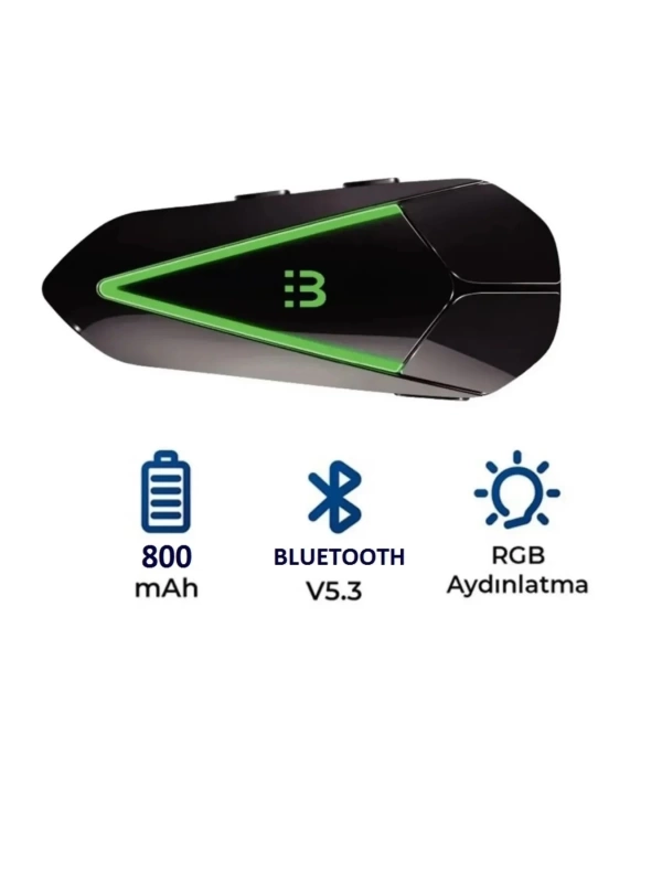 C60 2X Motosiklet Kask Interkom Kulaklık RGB Işıklı Bluetooth 5.3 Çift Telefon Bağlantı Kask Kulaklığı Siyah