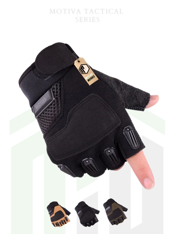 Outdoor Kamp Haki Yeşil Spor Bisiklet Motosiklet Taktik Kısa Yazlık Spect Eldiven