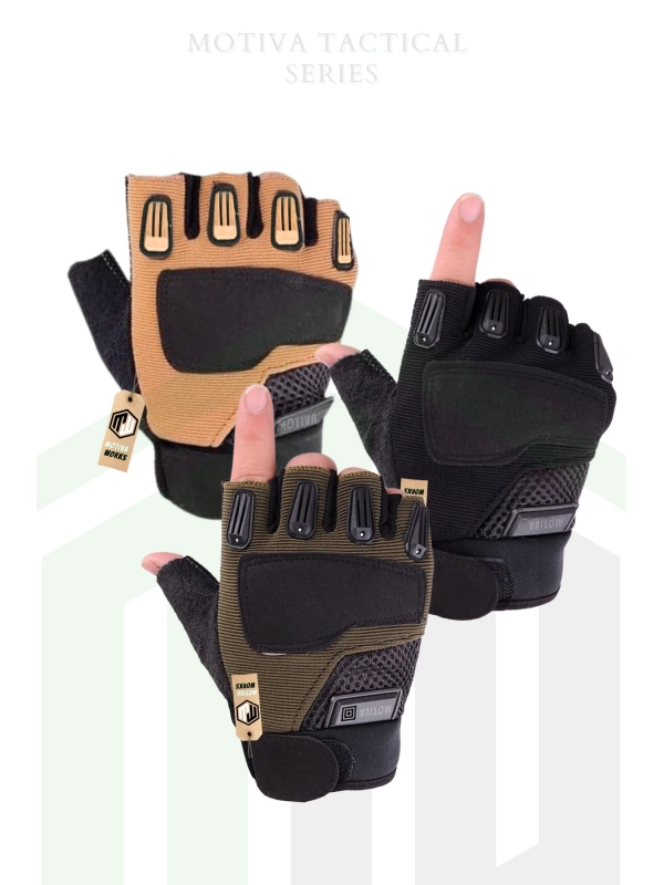 Outdoor Kamp Haki Yeşil Spor Bisiklet Motosiklet Taktik Kısa Yazlık Spect Eldiven
