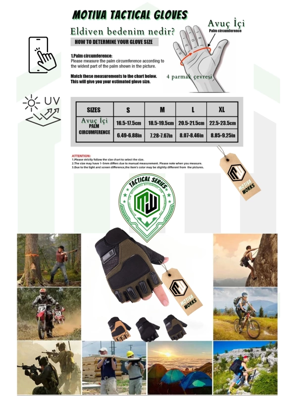 Outdoor Kamp Haki Yeşil Spor Bisiklet Motosiklet Taktik Kısa Yazlık Spect Eldiven