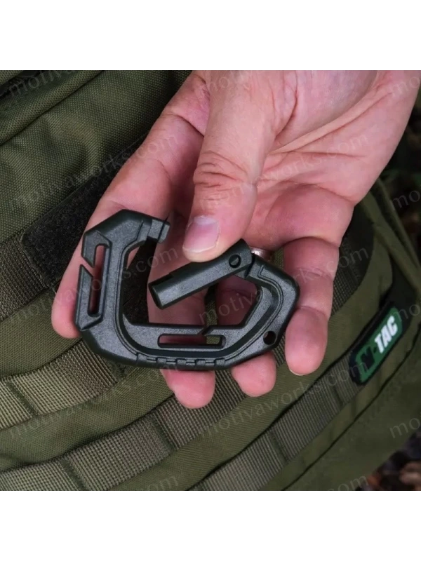Molle Plastik Karabina Siyah Taktik Anahtarlık Çok Amaçlı