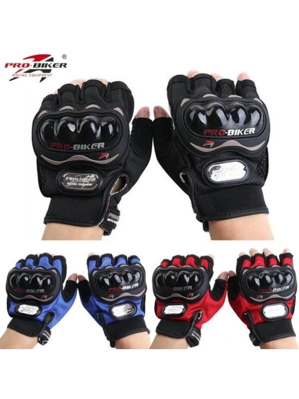 Probiker Motosiklet Eldiveni Kırmızı Yarım Eldiven Kısa Spor Bisiklet Eldiven