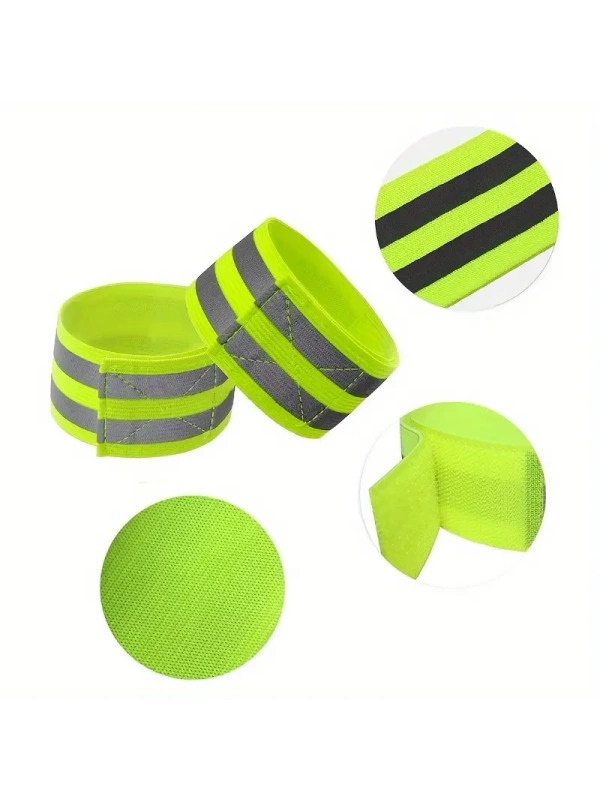 Reflektif Kolluk Bacak ve Bel Yeşil Fosfor Neon Bisiklet, Motosiklet,Scooter Gece İkaz Uyarı Bandı