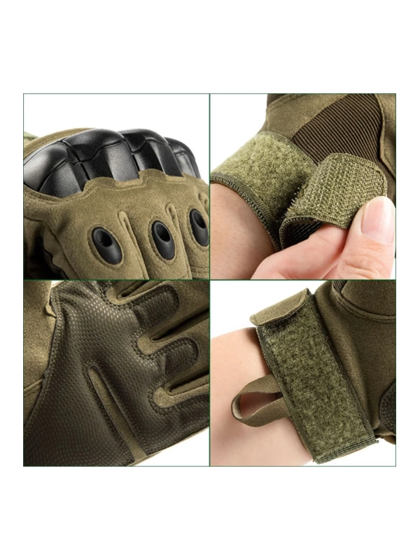 Taktik Combat Motorsiklet Eldiveni Flexshield Full Koruma Haki ( Yeşil )