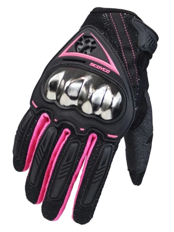 Scoyco MC44W Yazlık Korumalı Kadın Motosiklet Eldiveni (Siyah-Pembe)