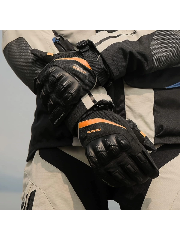 Scoyco MC83 WaterProof Kışlık Motosiklet Eldiveni Silecekli (Turuncu)