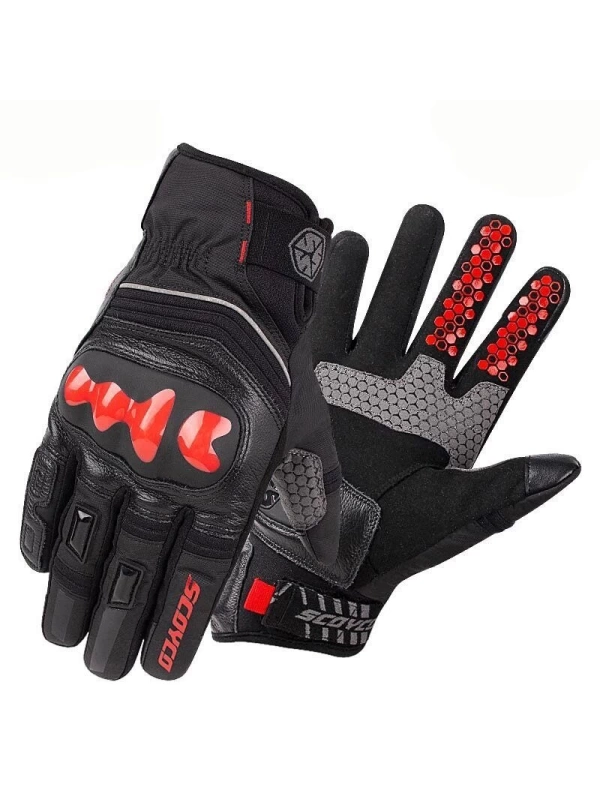 Scoyco MC94 Kışlık Waterproof Korumalı Motosiklet Eldiveni (Kırmızı-Siyah)