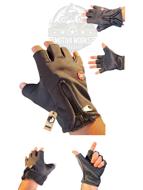 Spor Outdoor Siyah Bisiklet, Motosiklet, Yarım Eldiven İçi Polar Kaymaz