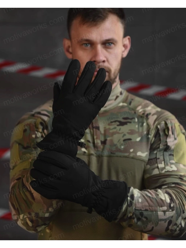 Su Geçirmez Softshell Siyah Motosiklet Taktik Askeri Spor Kışlık Kar Balıkçı Eldiveni