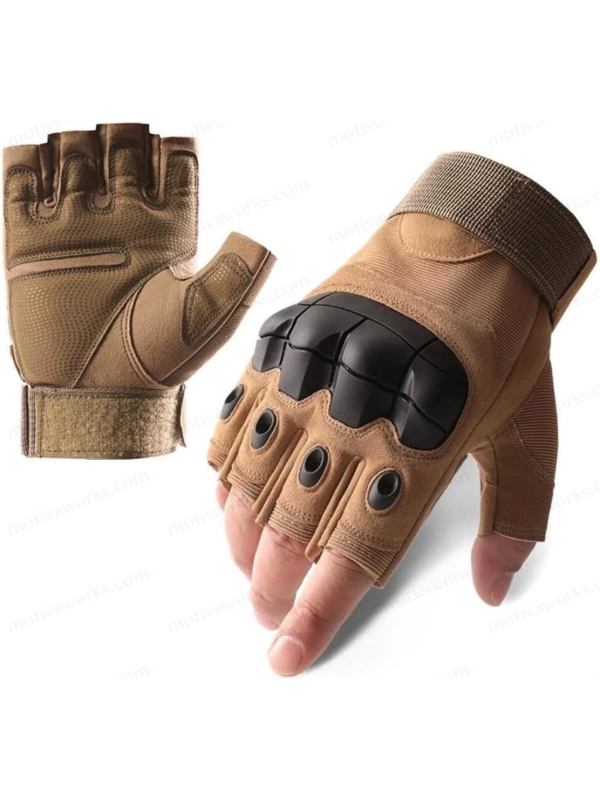 Taktik Combat Desert FlexShield 511 Model Motosiklet Operasyon Outdoor Sport Korumalı Yarım Parmaksız Eldiven