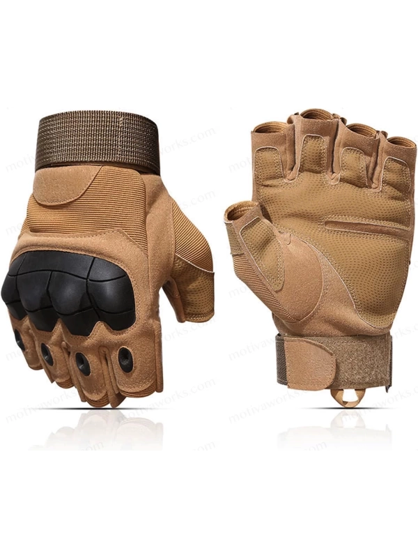 Taktik Combat Desert FlexShield 511 Model Motosiklet Operasyon Outdoor Sport Korumalı Yarım Parmaksız Eldiven