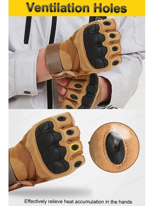 Taktik Combat Desert FlexShield 511 Model Motosiklet Operasyon Outdoor Sport Korumalı Yarım Parmaksız Eldiven